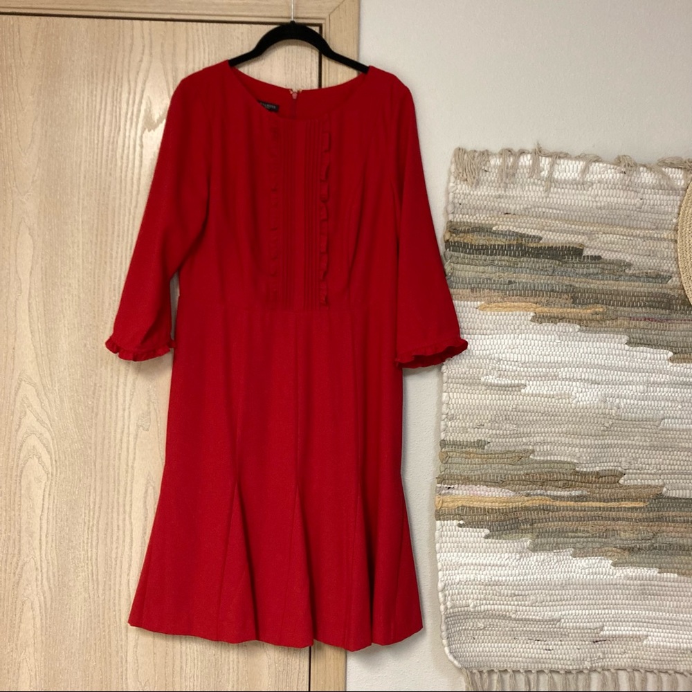 NWT Talbots 8P red dress 3/4 sleeves fit and flare